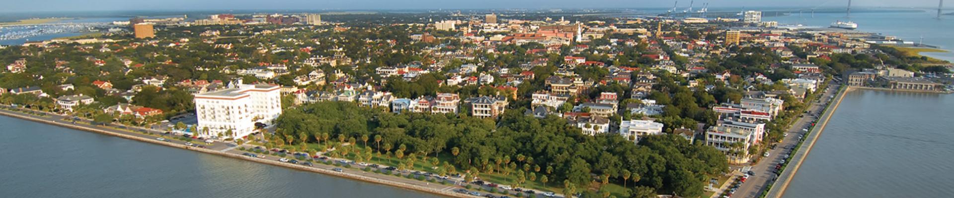 Savannah peninsula aerial view